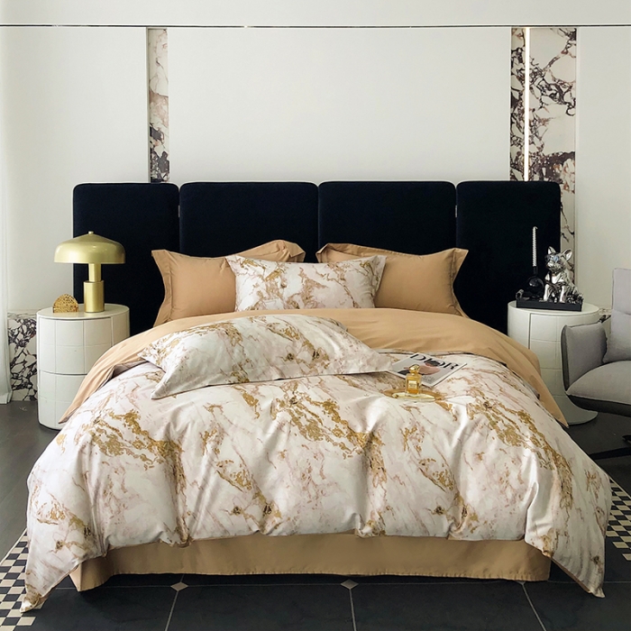 91家纺网 家纺一手货源 找家纺 红馆 2003新款轻奢高支棉臻品100支数码印花四件套--简约款 琉璃