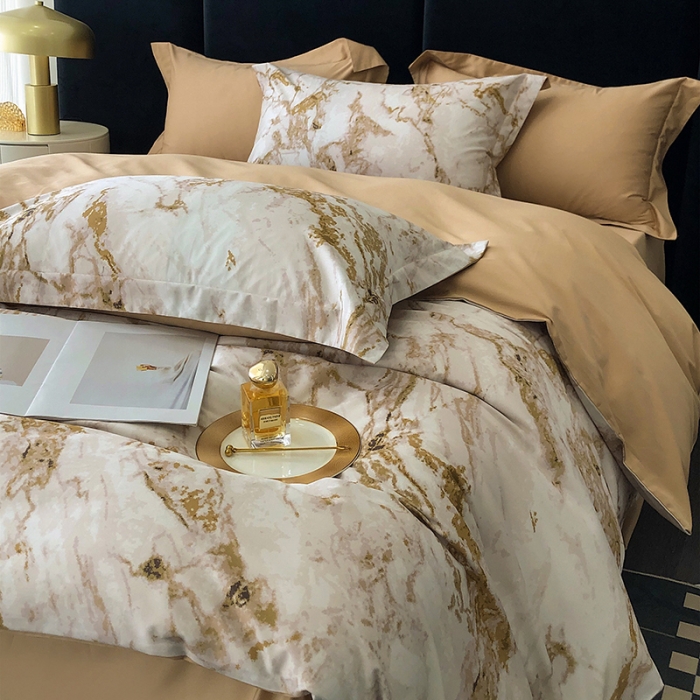 91家纺网 家纺一手货源 找家纺 红馆 2003新款轻奢高支棉臻品100支数码印花四件套--简约款 琉璃