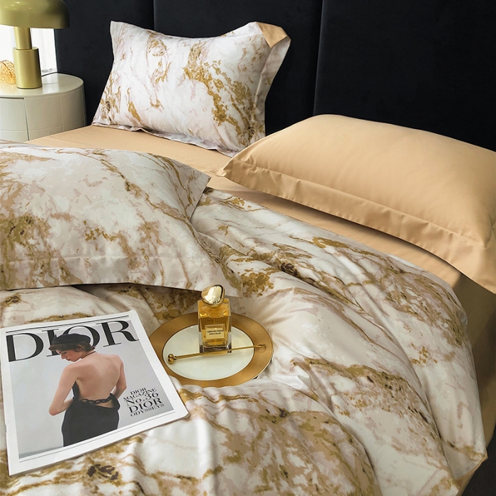 91家纺网 家纺一手货源 找家纺 红馆 2003新款轻奢高支棉臻品100支数码印花四件套--简约款 琉璃