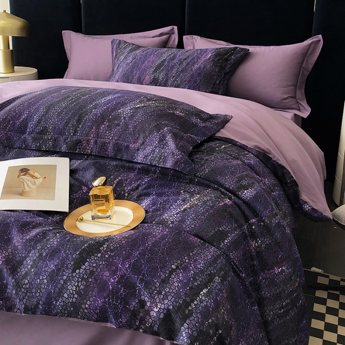 91家纺网 家纺一手货源 找家纺 红馆 2003新款轻奢高支棉臻品100支数码印花四件套--简约款 千寻