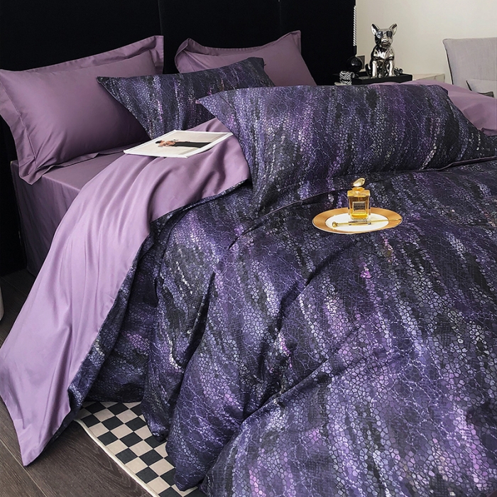 91家纺网 家纺一手货源 找家纺 红馆 2003新款轻奢高支棉臻品100支数码印花四件套--简约款 千寻