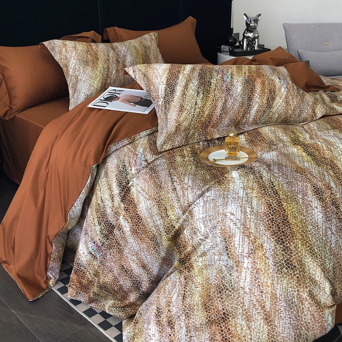 91家纺网 家纺一手货源 找家纺 红馆 2003新款轻奢高支棉臻品100支数码印花四件套--简约款 时空