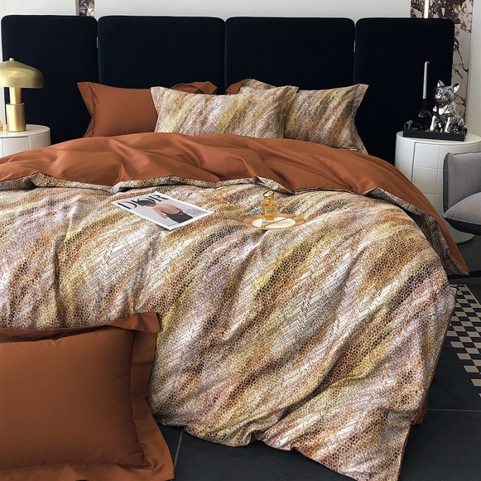 91家纺网 家纺一手货源 找家纺 红馆 2003新款轻奢高支棉臻品100支数码印花四件套--简约款 时空