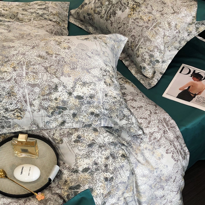 91家纺网 家纺一手货源 找家纺 红馆 2003新款轻奢高支棉臻品100支数码印花四件套--简约款 树屿