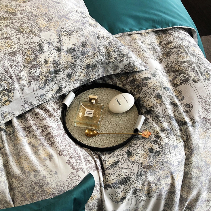 91家纺网 家纺一手货源 找家纺 红馆 2003新款轻奢高支棉臻品100支数码印花四件套--简约款 树屿