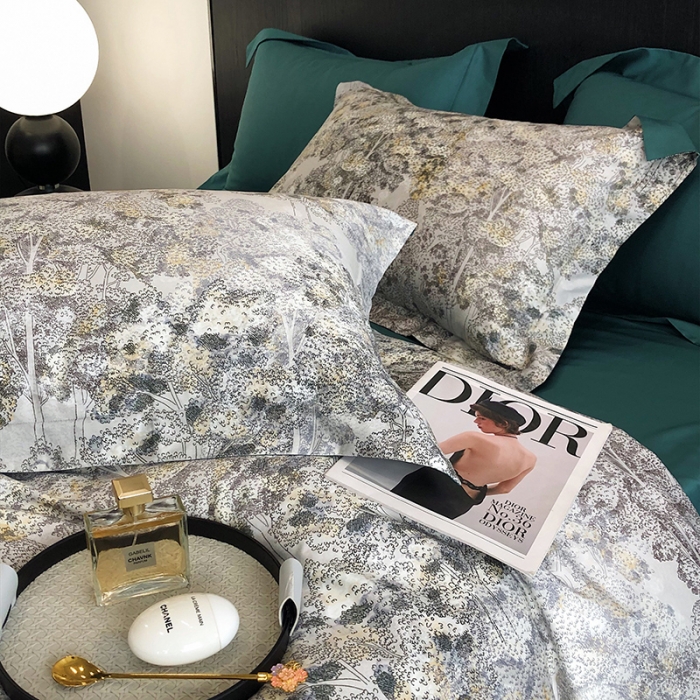 91家纺网 家纺一手货源 找家纺 红馆 2003新款轻奢高支棉臻品100支数码印花四件套--简约款 树屿