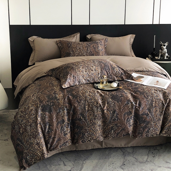 91家纺网 家纺一手货源 找家纺 红馆 2003新款轻奢高支棉臻品100支数码印花四件套--简约款 夜寐