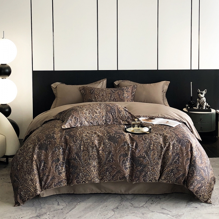 91家纺网 家纺一手货源 找家纺 红馆 2003新款轻奢高支棉臻品100支数码印花四件套--简约款 夜寐