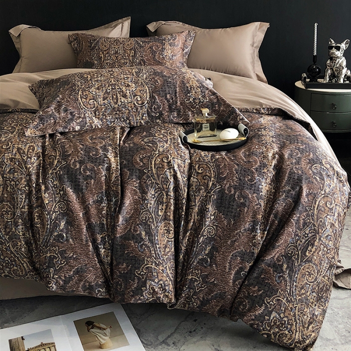 91家纺网 家纺一手货源 找家纺 红馆 2003新款轻奢高支棉臻品100支数码印花四件套--简约款 夜寐