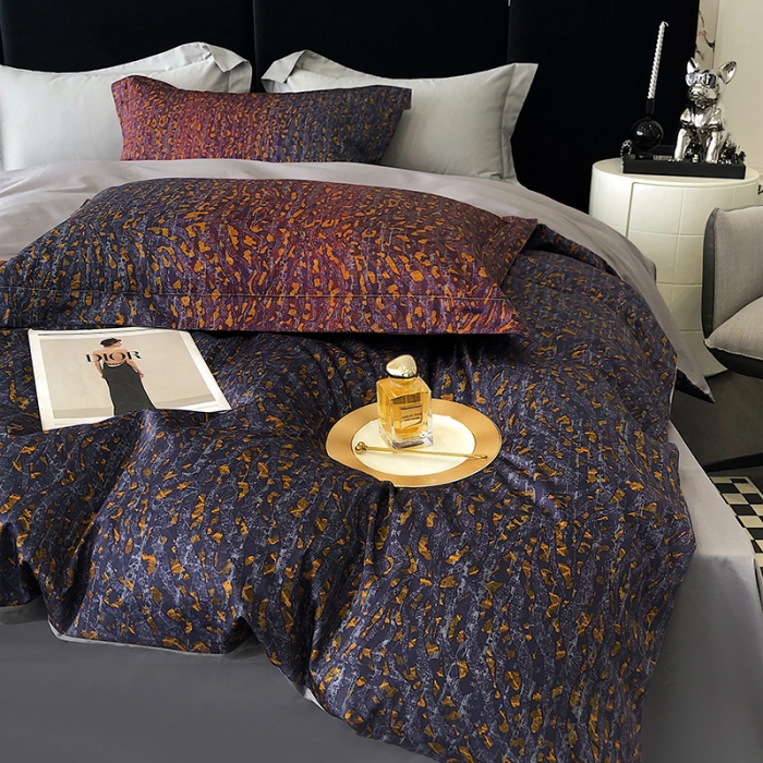 91家纺网 家纺一手货源 找家纺 红馆 2003新款轻奢高支棉臻品100支数码印花四件套--简约款 长野