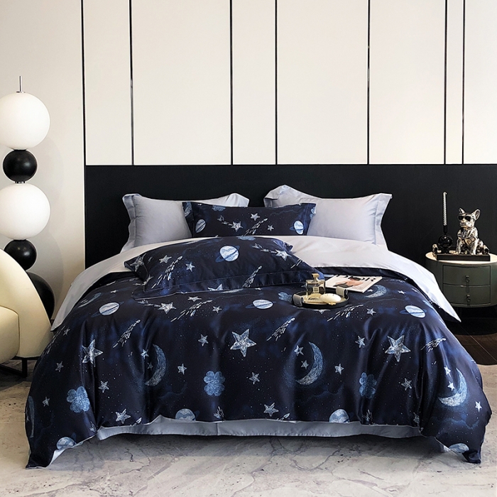 91家纺网 家纺一手货源 找家纺 红馆 2003新款轻奢高支棉臻品100支数码印花四件套--简约款 仲夏