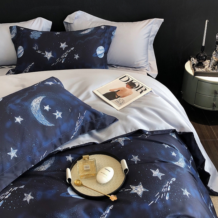 91家纺网 家纺一手货源 找家纺 红馆 2003新款轻奢高支棉臻品100支数码印花四件套--简约款 仲夏