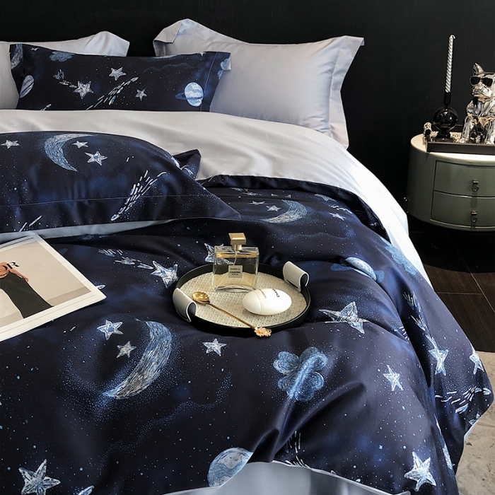 91家纺网 家纺一手货源 找家纺 红馆 2003新款轻奢高支棉臻品100支数码印花四件套--简约款 仲夏