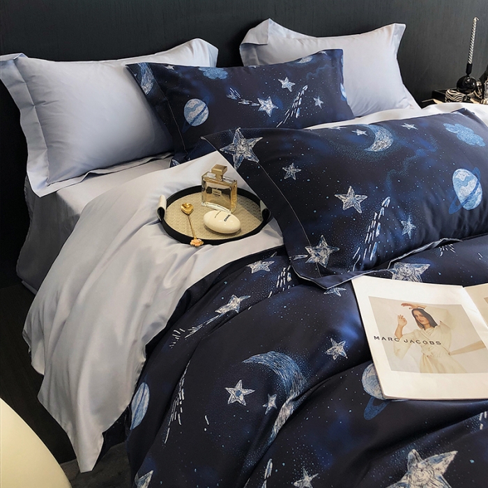 91家纺网 家纺一手货源 找家纺 红馆 2003新款轻奢高支棉臻品100支数码印花四件套--简约款 仲夏