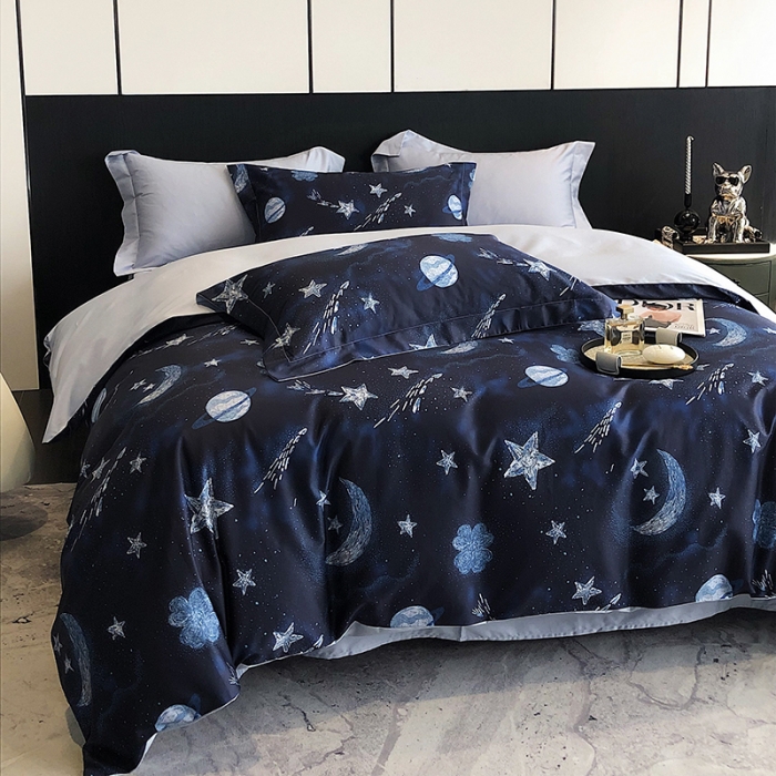 91家纺网 家纺一手货源 找家纺 红馆 2003新款轻奢高支棉臻品100支数码印花四件套--简约款 仲夏