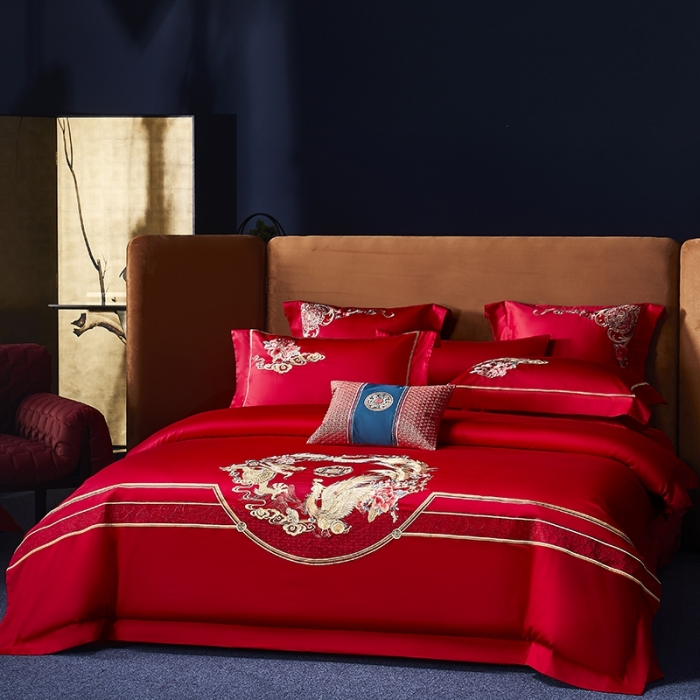 91家纺网 家纺一手货源 找家纺 高大尚 秋冬新品长绒棉囍嫁系列 龙凤纳福