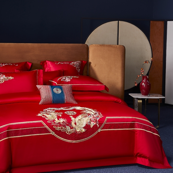 91家纺网 家纺一手货源 找家纺 高大尚 秋冬新品长绒棉囍嫁系列 龙凤纳福