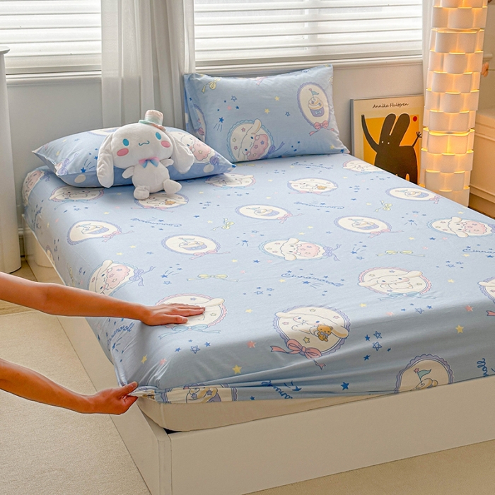 91家纺网 家纺一手货源 找家纺 爱丽丝 2024新款正版授权三丽鸥全棉单品床笠系列 玉桂狗