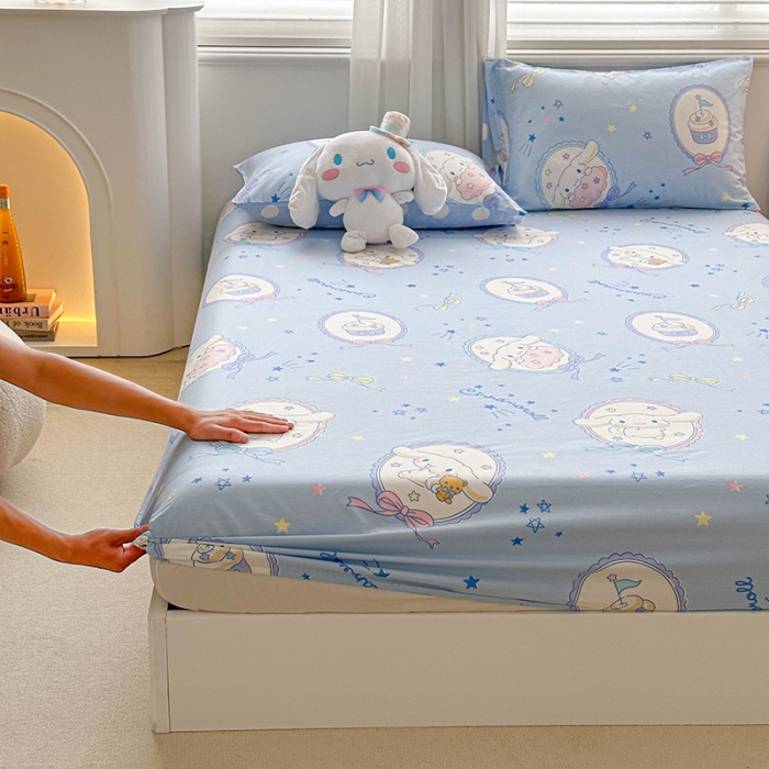 91家纺网 家纺一手货源 找家纺 爱丽丝 2024新款正版授权三丽鸥全棉单品床笠系列 玉桂狗