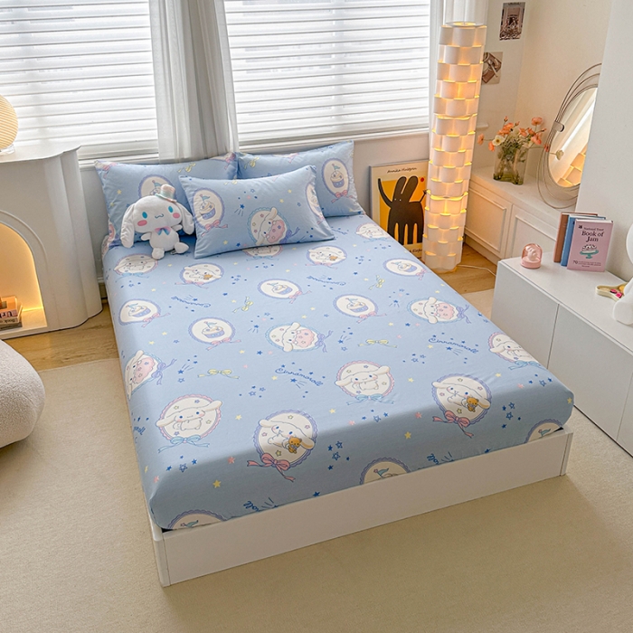 91家纺网 家纺一手货源 找家纺 爱丽丝 2024新款正版授权三丽鸥全棉单品床笠系列 玉桂狗