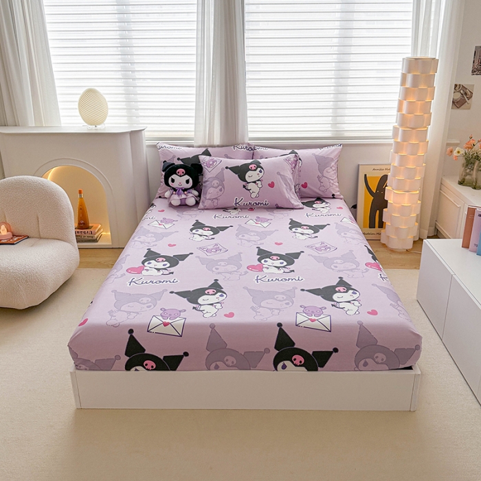 91家纺网 家纺一手货源 找家纺 爱丽丝 2024新款正版授权三丽鸥全棉单品床笠系列 情书库洛米