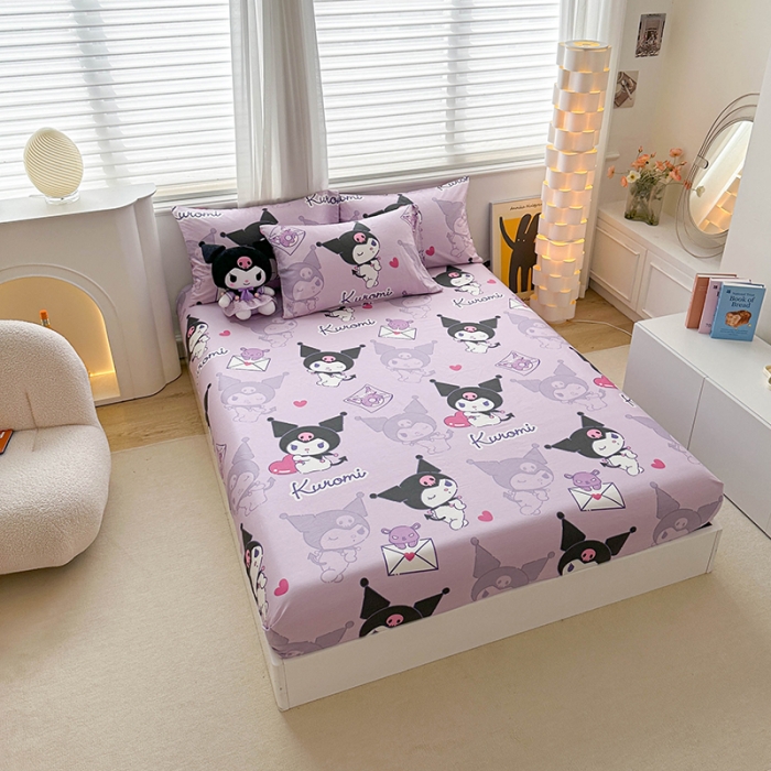 91家纺网 家纺一手货源 找家纺 爱丽丝 2024新款正版授权三丽鸥全棉单品床笠系列 情书库洛米