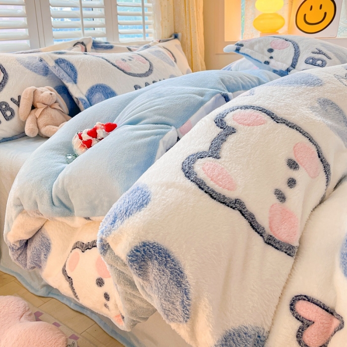 91家纺网 家纺一手货源 找家纺 川悦生活 2023新款立体雪花绒四件套 可爱熊