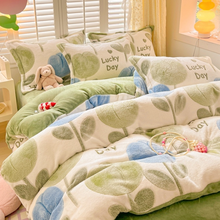 91家纺网 家纺一手货源 找家纺 川悦生活 2023新款立体雪花绒四件套 天使花园