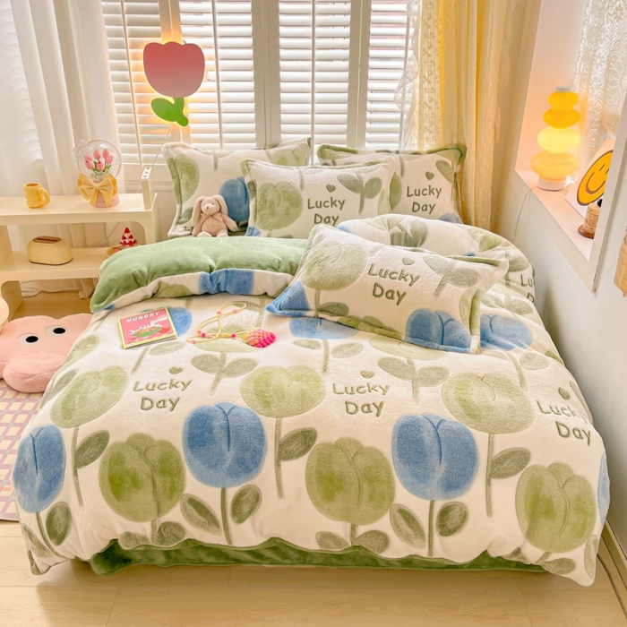 91家纺网 家纺一手货源 找家纺 川悦生活 2023新款立体雪花绒四件套 天使花园