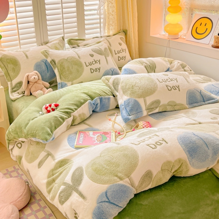 91家纺网 家纺一手货源 找家纺 川悦生活 2023新款立体雪花绒四件套 天使花园