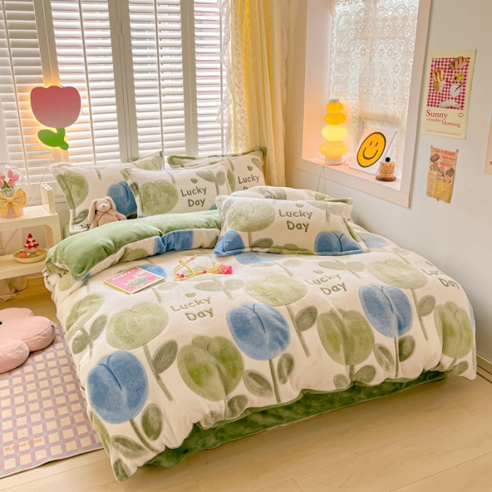 91家纺网 家纺一手货源 找家纺 川悦生活 2023新款立体雪花绒四件套 天使花园