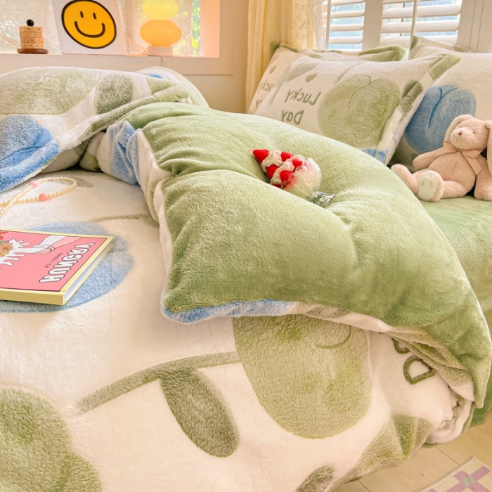 91家纺网 家纺一手货源 找家纺 川悦生活 2023新款立体雪花绒四件套 天使花园