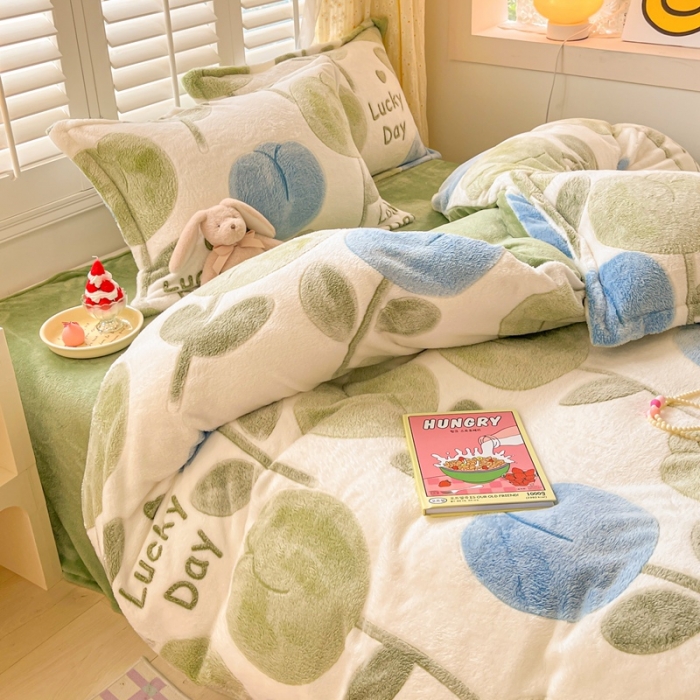 91家纺网 家纺一手货源 找家纺 川悦生活 2023新款立体雪花绒四件套 天使花园