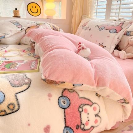 91家纺网 家纺一手货源 找家纺 川悦生活 2023新款立体雪花绒四件套 快乐嘟嘟