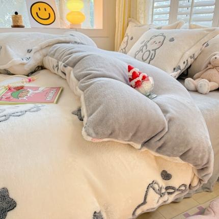 91家纺网 家纺一手货源 找家纺 川悦生活 2023新款立体雪花绒四件套 星星恐龙