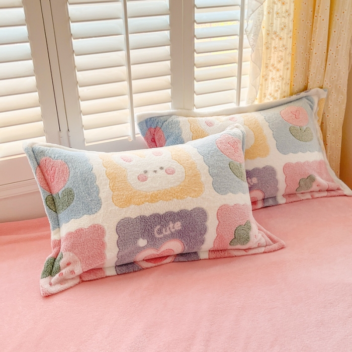 91家纺网 家纺一手货源 找家纺 川悦生活 2023新款立体雪花绒四件套 甜蜜日常粉