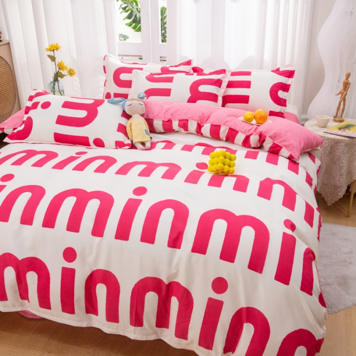 91家纺网 家纺一手货源 找家纺 2023新款亲肤棉美棉芦荟棉四件套美棉（8月）新花色 潮流-粉