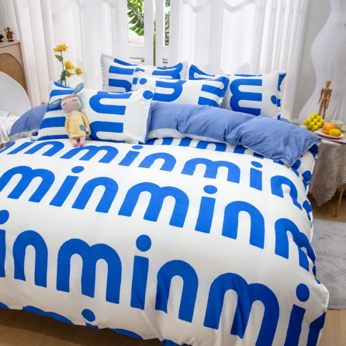 91家纺网 家纺一手货源 找家纺 2023新款亲肤棉美棉芦荟棉四件套美棉（8月）新花色 潮流-蓝