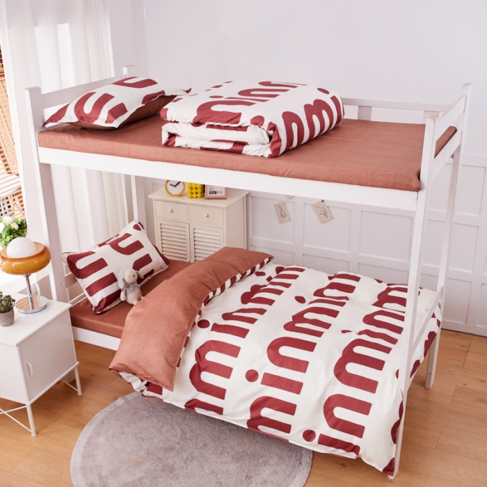 91家纺网 家纺一手货源 找家纺 2023新款亲肤棉美棉芦荟棉三件套美棉（8月）学生宿舍床 潮流-可可