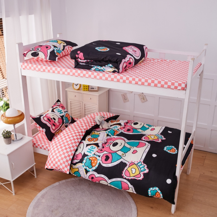 91家纺网 家纺一手货源 找家纺 2023新款亲肤棉美棉芦荟棉三件套美棉（8月）学生宿舍床 无敌可爱