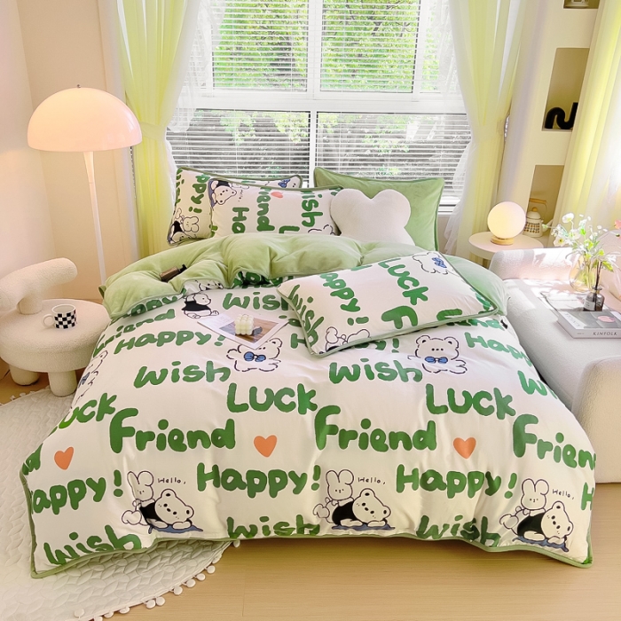 91家纺网 家纺一手货源 找家纺 （总）琪琪阁 2023新款A棉B绒棉加绒牛奶绒四件套单被套