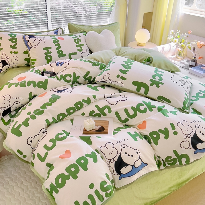 91家纺网 家纺一手货源 找家纺 （总）琪琪阁 2023新款A棉B绒棉加绒牛奶绒四件套单被套