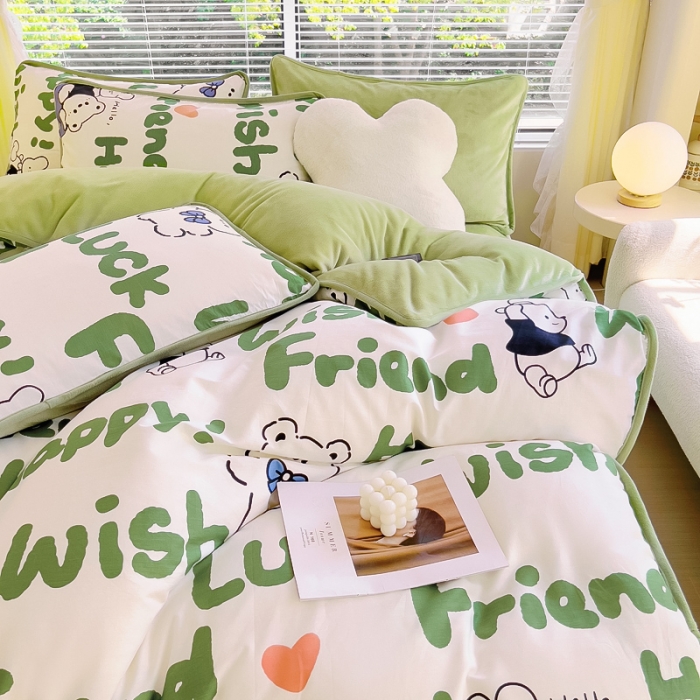 91家纺网 家纺一手货源 找家纺 （总）琪琪阁 2023新款A棉B绒棉加绒牛奶绒四件套单被套