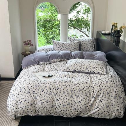 91家纺网 家纺一手货源 找家纺 2023新款直播爆款超柔提花小竺棉法式复古亲肤水洗四件套 南絮