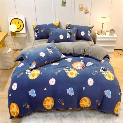 （总）孩子王 2023新款直播小清新加厚牛奶绒法兰绒四件套