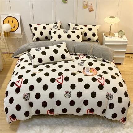 91家纺网 家纺一手货源 找家纺 （总）孩子王 2023新款直播小清新加厚牛奶绒法兰绒单被套