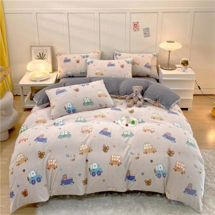 91家纺网 家纺一手货源 找家纺 （总）孩子王 2023新款直播小清新加厚牛奶绒法兰绒单被套