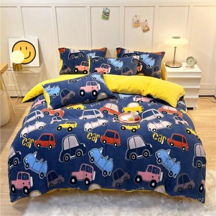 91家纺网 家纺一手货源 找家纺 （总）孩子王 2023新款直播小清新加厚牛奶绒法兰绒单被套