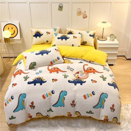 91家纺网 家纺一手货源 找家纺 （总）孩子王 2023新款直播小清新加厚牛奶绒法兰绒单被套