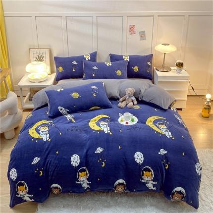 91家纺网 家纺一手货源 找家纺 （总）孩子王 2023新款直播小清新加厚牛奶绒法兰绒单被套